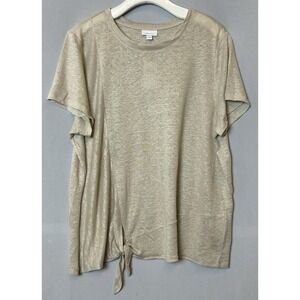 J Jill Shirt Womens Extra Large Beige Love Linen Tee Casual Breathable